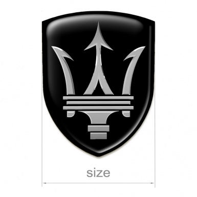 Maserati Resin Sticker Black Background Big Logo Style 