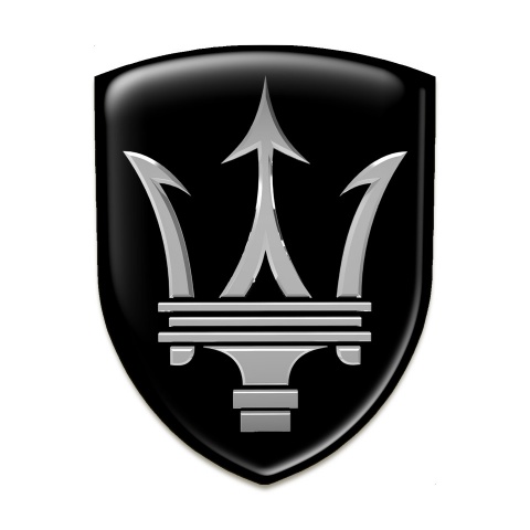 Maserati Resin Sticker Black Background Big Logo Style 