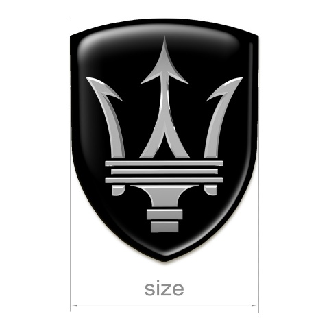 Maserati Resin Sticker Black Background Big Logo Style 