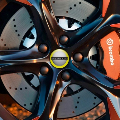 Nissan Wheel Stickers Center Cap Grey Yellow Ring