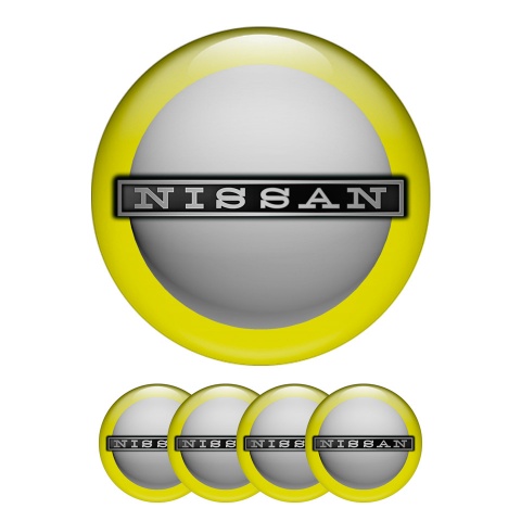 Nissan Wheel Stickers Center Cap Grey Yellow Ring