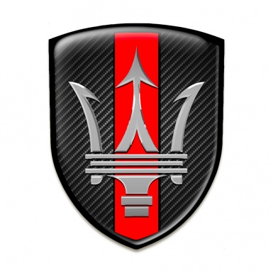 Maserati Emblem Exterior Black Carbon Red Ribbon Base and Big Logo 