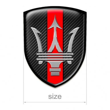 Maserati Emblem Exterior Black Carbon Red Ribbon Base and Big Logo 