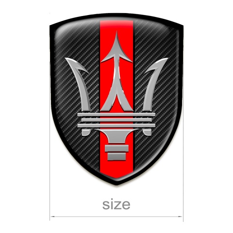 Maserati Emblem Exterior Black Carbon Red Ribbon Base and Big Logo 