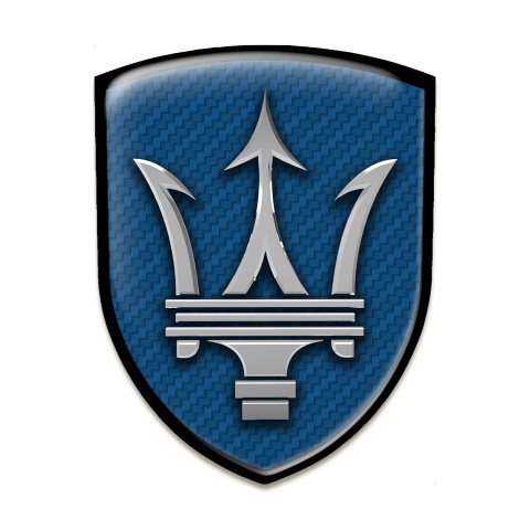 Maserati Tuning Emblem Navy Blue Carbon Big Grey Logo 
