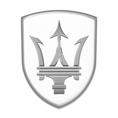 Maserati Car Accessories Badge White Print Grey Contour Design 