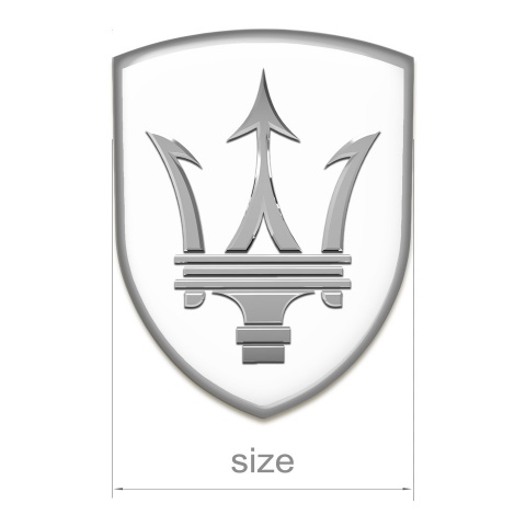 Maserati Car Accessories Badge White Print Grey Contour Design 
