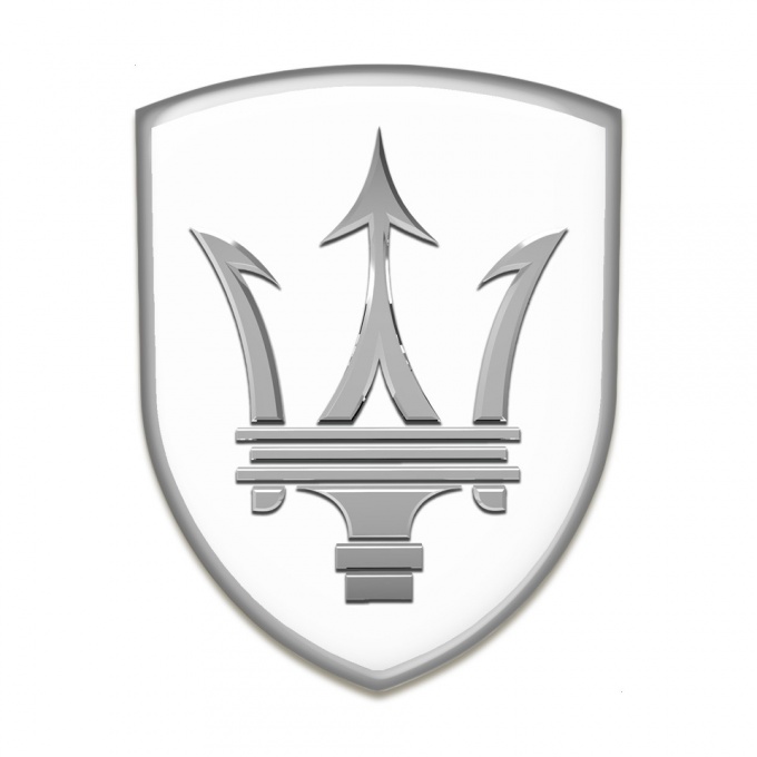 Maserati Car Accessories Badge White Print Grey Contour Design 