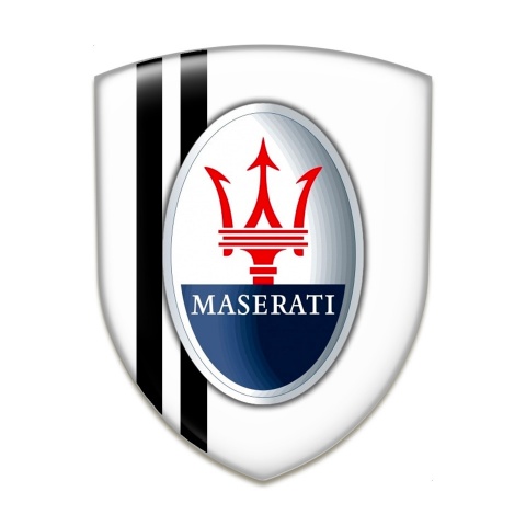 Maserati Self Adhesive Car logo Emblem White Print Red Lines Design 