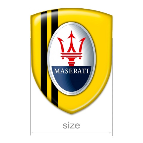 Maserati Car Interior Badge Yellow with Black Lines And Round Classic Logo