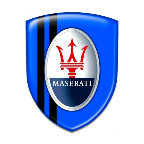 Maserati Silicone Car Decal Badge Blue Base Black Lines Style 