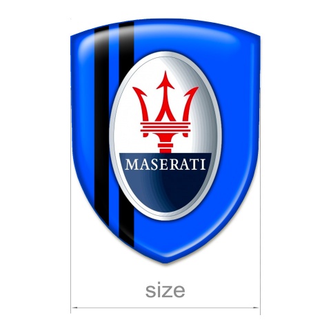 Maserati Silicone Car Decal Badge Blue Base Black Lines Style 