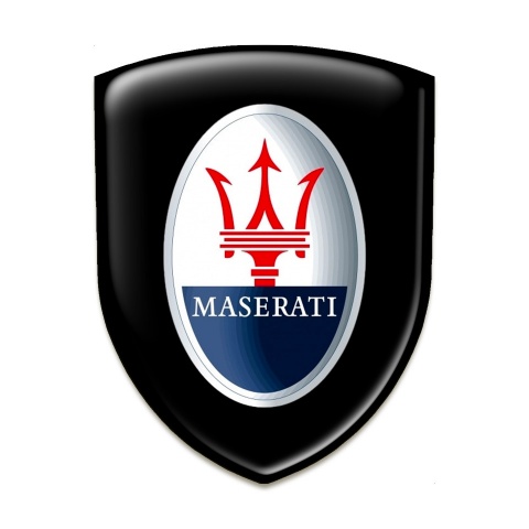 Maserati Tuning Emblem Black Background Round Classic Logo 