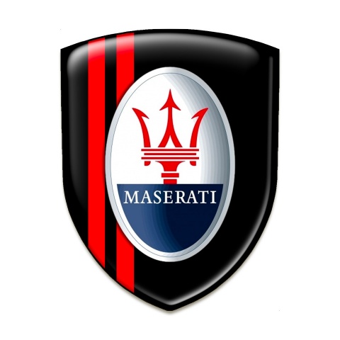 Maserati Silicone Emblem Black Warp Red Lines Design 