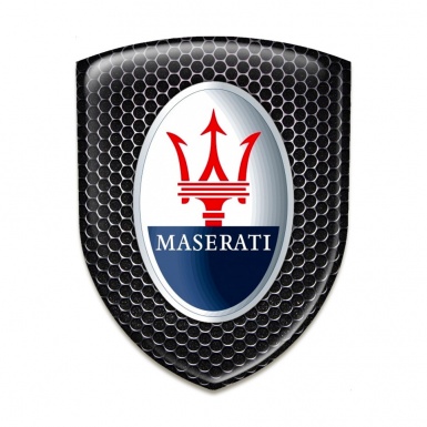 Maserati Silicone Emblem Perforated Steel Round Classic Logo 