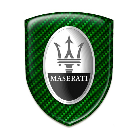 Maserati Resin Sticker Green Carbon Round Logo 