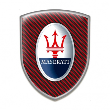 Maserati 3D Gel Emblem Red Carbon Crey Contour Style 