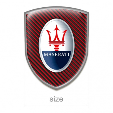 Maserati 3D Gel Emblem Red Carbon Crey Contour Style 