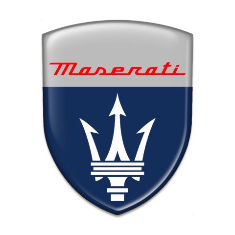 Maserati Silicone Car Decal Badge Blue Grey Design 