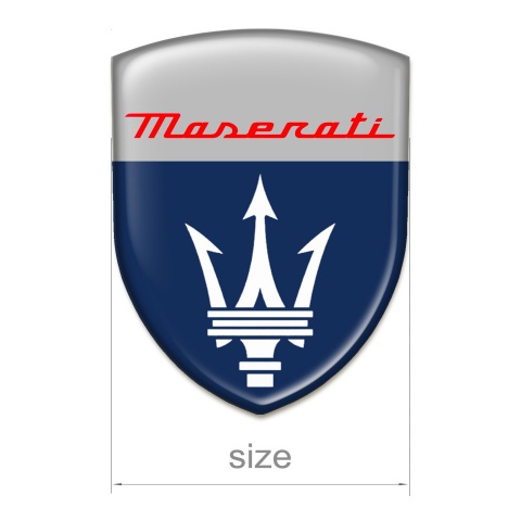 Maserati Silicone Car Decal Badge Blue Grey Design 