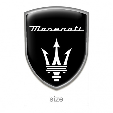 Maserati Auto Emblem Black Base Grey Outline 
