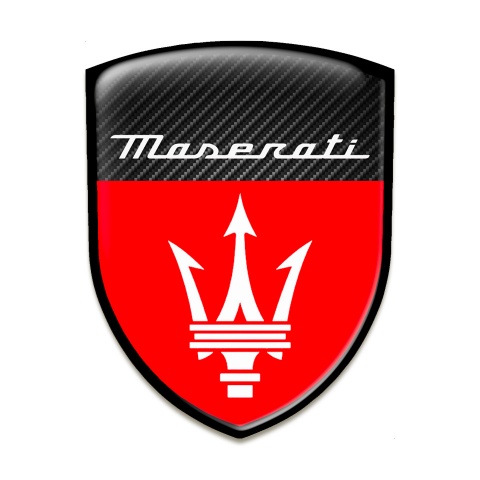 Maserati Emblem Badge Logo Red Black Base Black Outline Style 