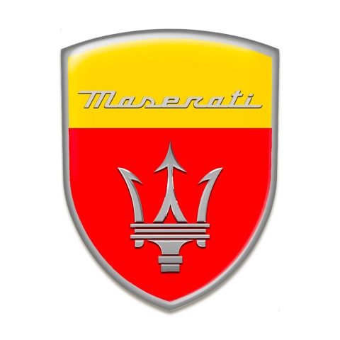 Maserati Logo Emblem Red Yellow Base Grey Logo 
