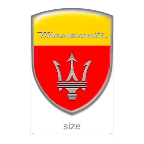 Maserati Logo Emblem Red Yellow Base Grey Logo 
