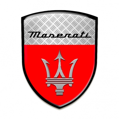 Maserati Tuning Emblem Mesh with Red Print Black Contour 
