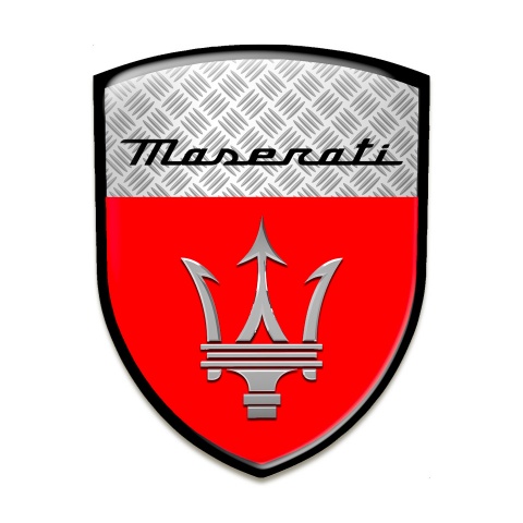 Maserati Tuning Emblem Mesh with Red Print Black Contour 