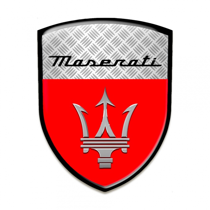 Maserati Tuning Emblem Mesh with Red Print Black Contour 