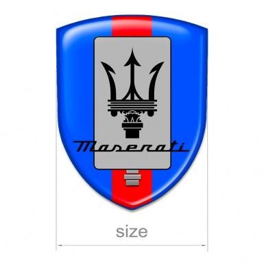 Maserati Silicone Emblem Blue Base Red Ribbon and New Logo Design 