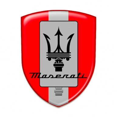 Maserati Resin Sticker Red Base Grey Ribbon and New Logo Design 