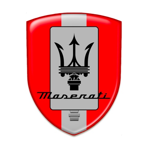 Maserati Resin Sticker Red Base Grey Ribbon and New Logo Design 