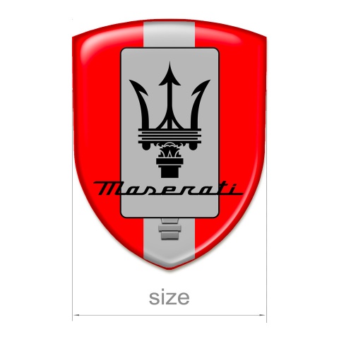 Maserati Resin Sticker Red Base Grey Ribbon and New Logo Design 