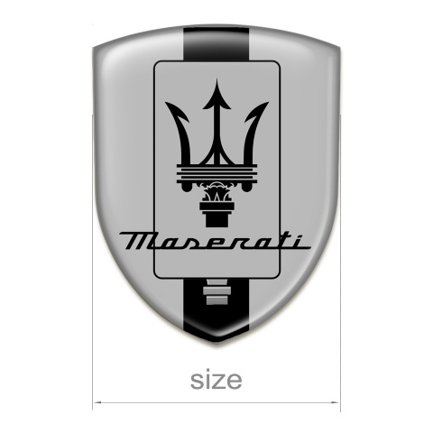Maserati 3D Gel Emblem Grey Base black Ribbon and New Logo 