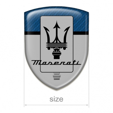 Maserati Self Adhesive Car logo Emblem Grey with Navy Blue Carbon Edition 