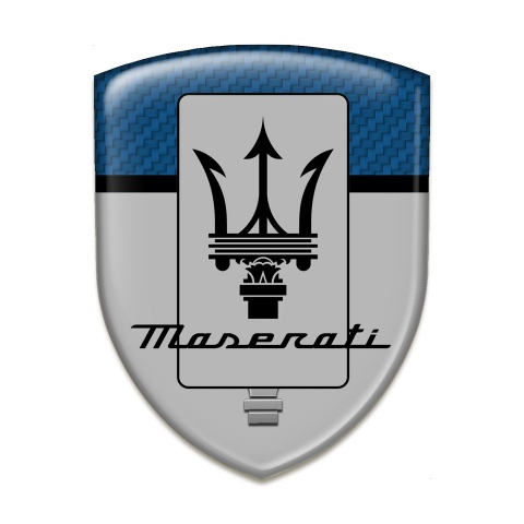 Maserati Self Adhesive Car logo Emblem Grey with Navy Blue Carbon Edition 