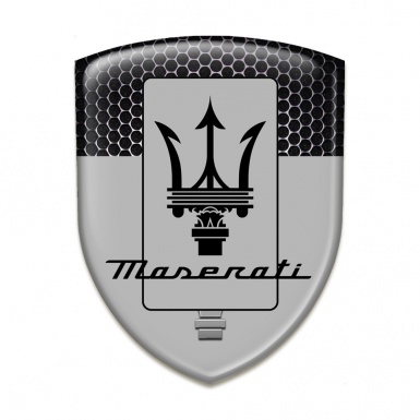 Maserati Car Interior Badge Grey with Perforated Steel Edition