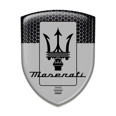Maserati Car Interior Badge Grey with Perforated Steel Edition