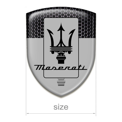 Maserati Car Interior Badge Grey with Perforated Steel Edition