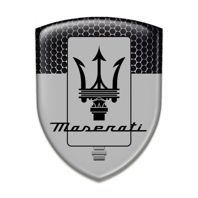 Maserati Car Interior Badge Grey with Perforated Steel Edition