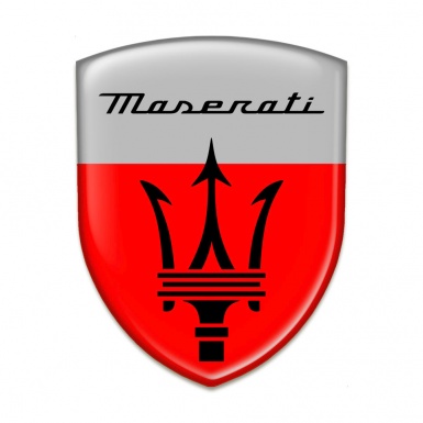 Maserati Silicone Car Decal Badge Red Grey Print Style 