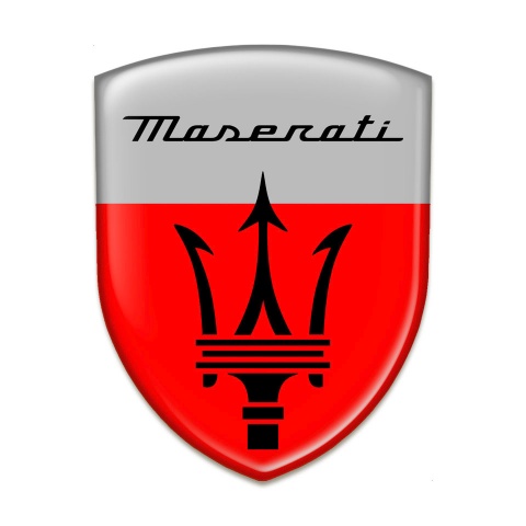 Maserati Silicone Car Decal Badge Red Grey Print Style 