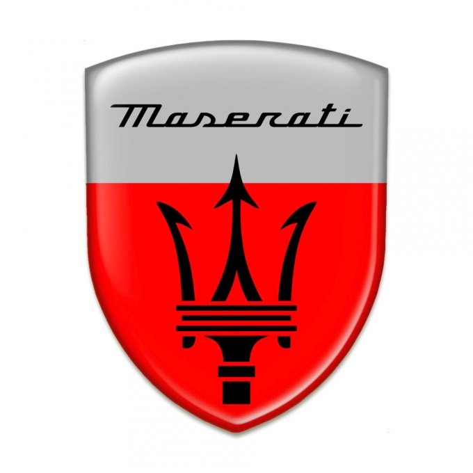 Maserati Silicone Car Decal Badge Red Grey Print Style 