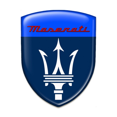 Maserati Silicone Car Decal Badge Dark and Light Blue Print White Logo 