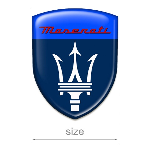 Maserati Silicone Car Decal Badge Dark and Light Blue Print White Logo 