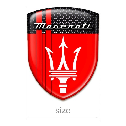 Maserati Logo Emblem Red with Perforated Steel Base Red Lines Style 