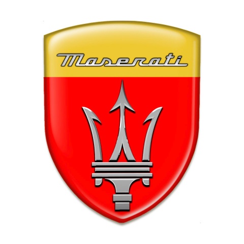 Maserati Tuning Emblem Red Yellow Print Grey Logo 