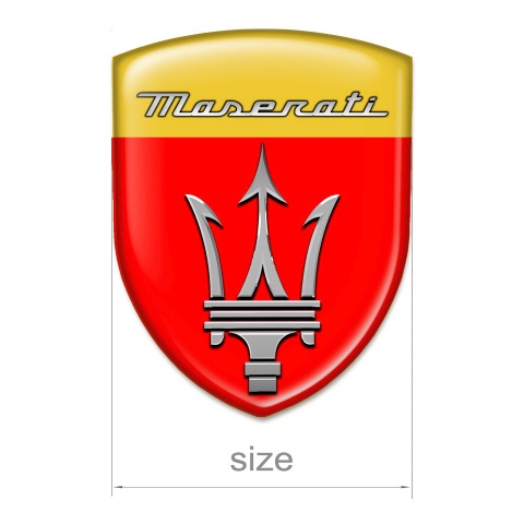 Maserati Tuning Emblem Red Yellow Print Grey Logo 
